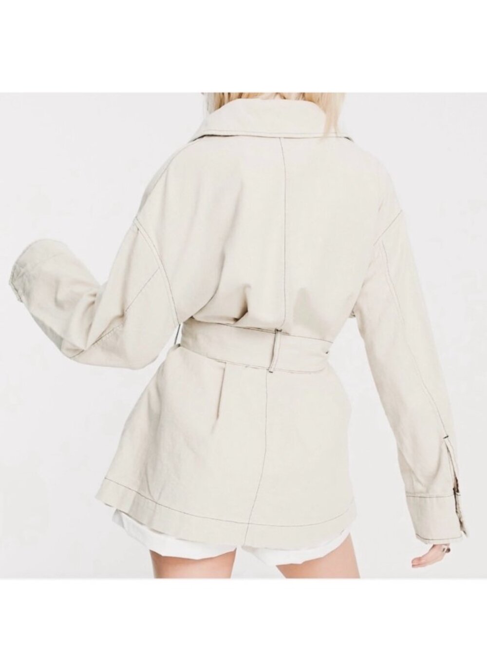ASOS Taupe Utility Jacket With Tie Belt - Picture 4 of 10